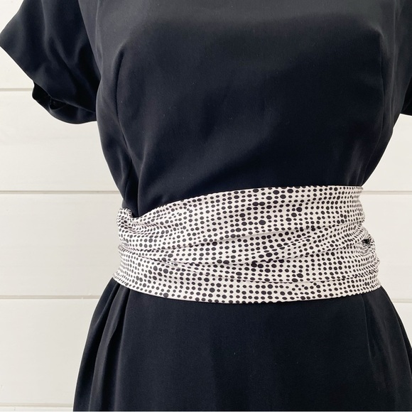 Vintage 50s Little Black Belted Sheath Dress - Picture 3 of 4